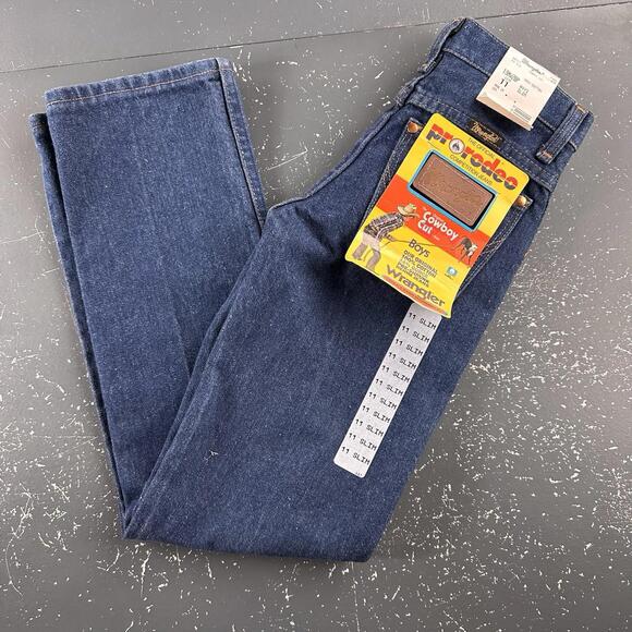 VTG Wrangler Jeans Boys 11 Slim Dark Blue 13MWZ Cowboy Cut USA Made NWT - Picture 1 of 9